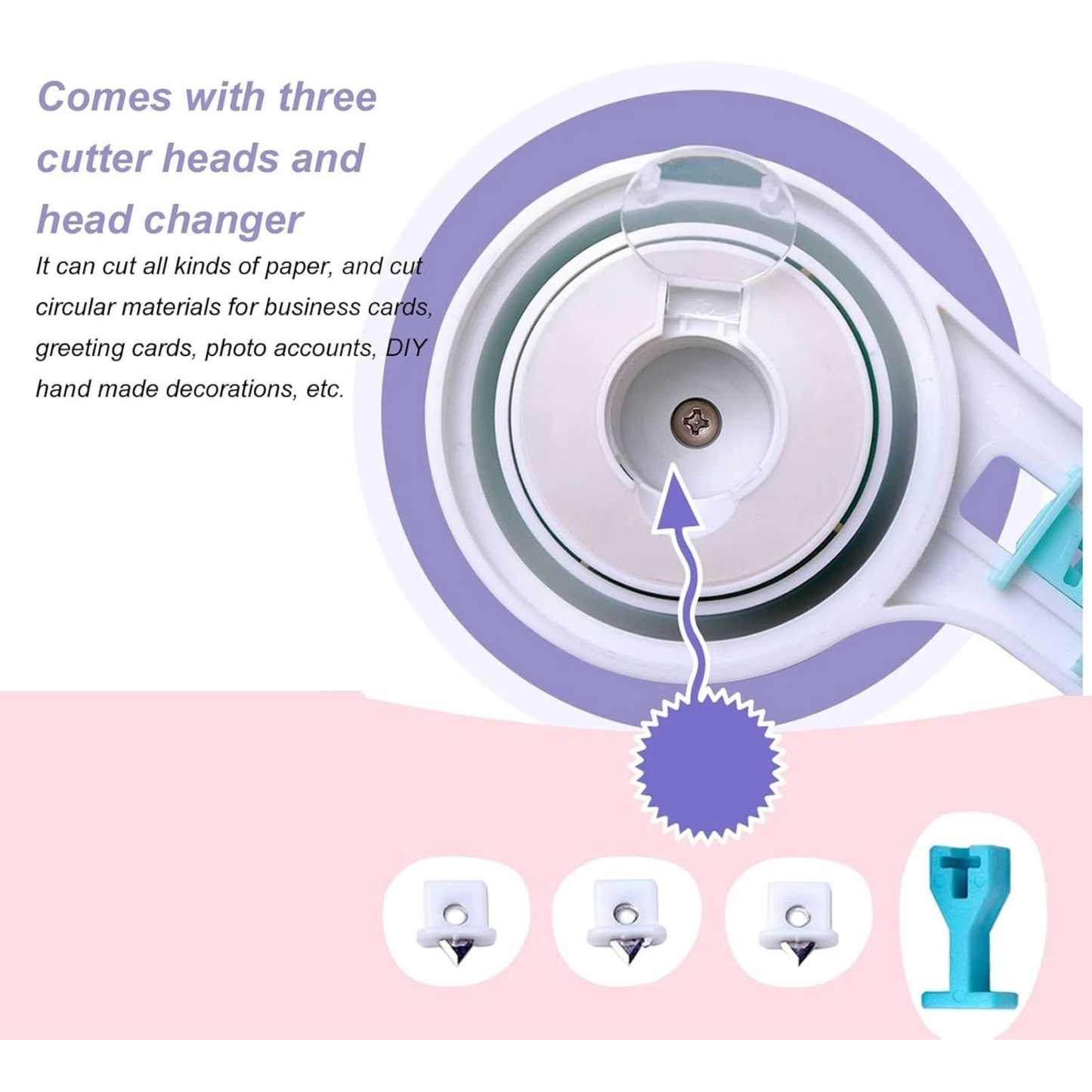 Circle Paper Cutter - Rotary Circle Cutter for Paper Crafts | Adjustable 4-12.5" | Multicolor