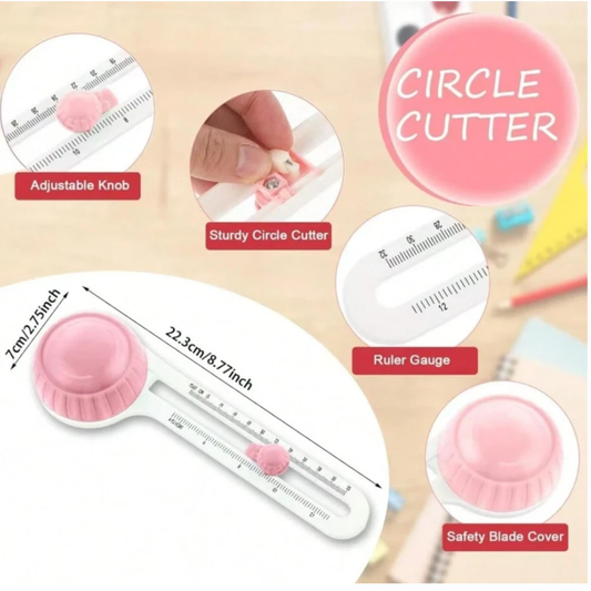 Circle Paper Cutter - Rotary Circle Cutter for Paper Crafts | Adjustable 4-12.5" | Multicolor