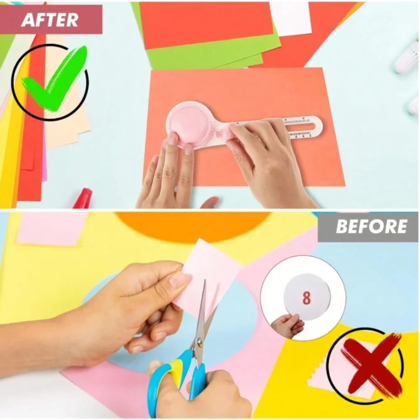 Circle Paper Cutter - Rotary Circle Cutter for Paper Crafts | Adjustable 4-12.5" | Multicolor