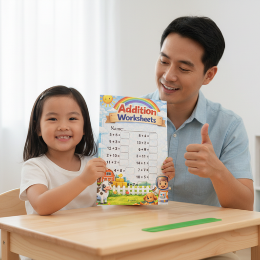 A4 Addition Worksheets 1–15 | 7 Printed Themed Sheets | Kindergarten & 1st Grade