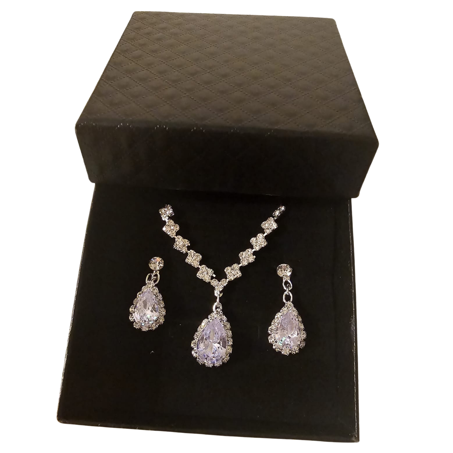 Luxurious Teardrop Rhinestone Bridal Jewelry Set | Earrings & Necklace