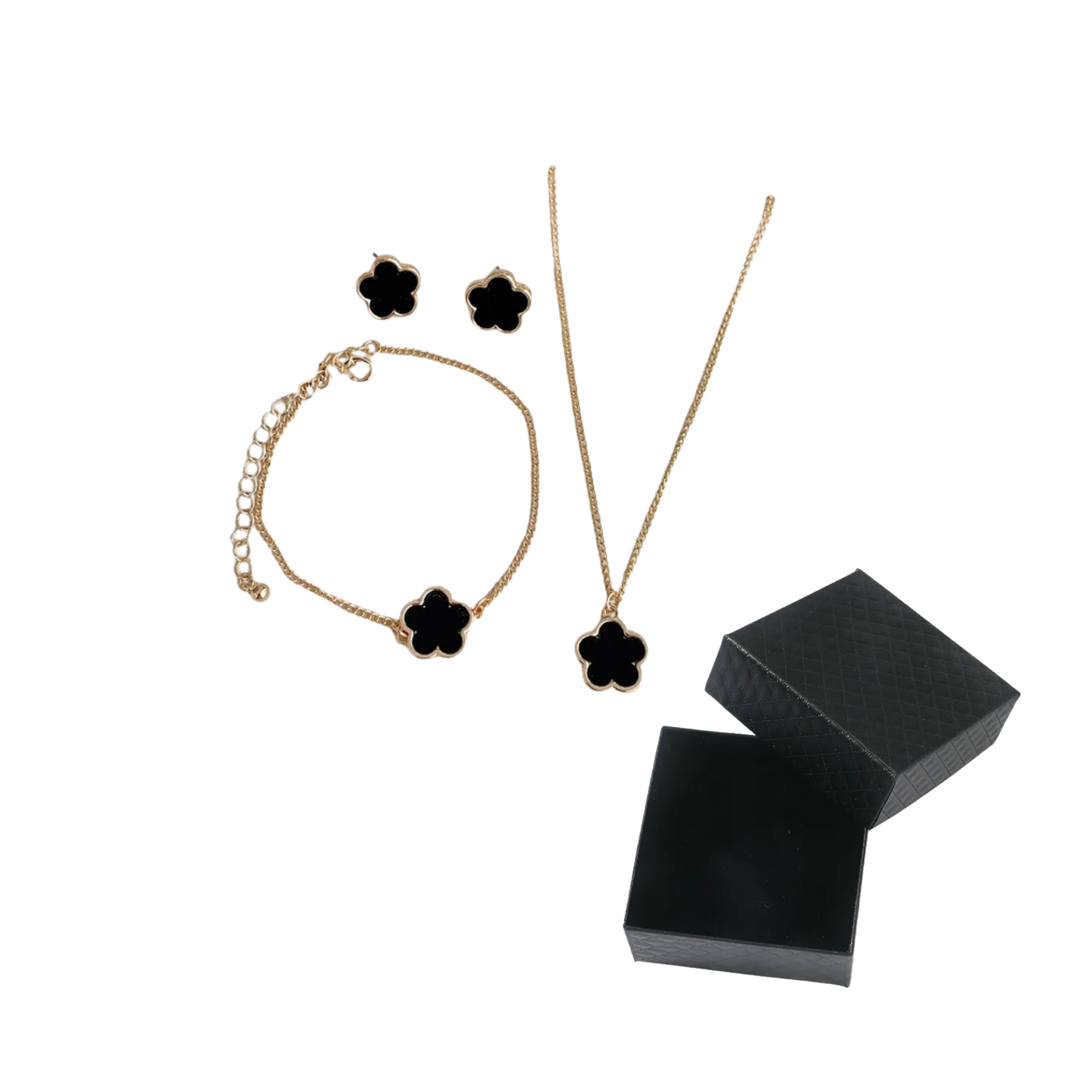 Four-Leaf Clover Set of Necklace Bracelet Earring