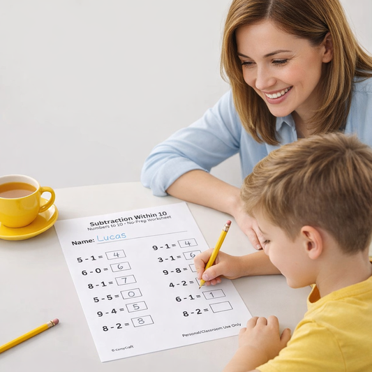 A4 Subtraction Worksheets 0–10 | 10 Printed Sheets | KS1